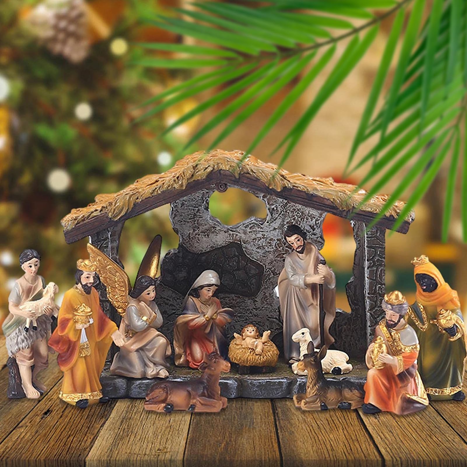 木製 クリスマス 降誕セット 人形 飾り　イエスキリスト　　　シュタイナー教育 Amazon.co.jp: キリスト生誕セット 屋内用,馬槽 ベビーイエス